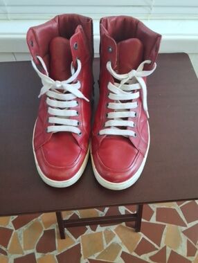 Prada Men's Red High-Top Leather Sneakers Prada 10 us 11